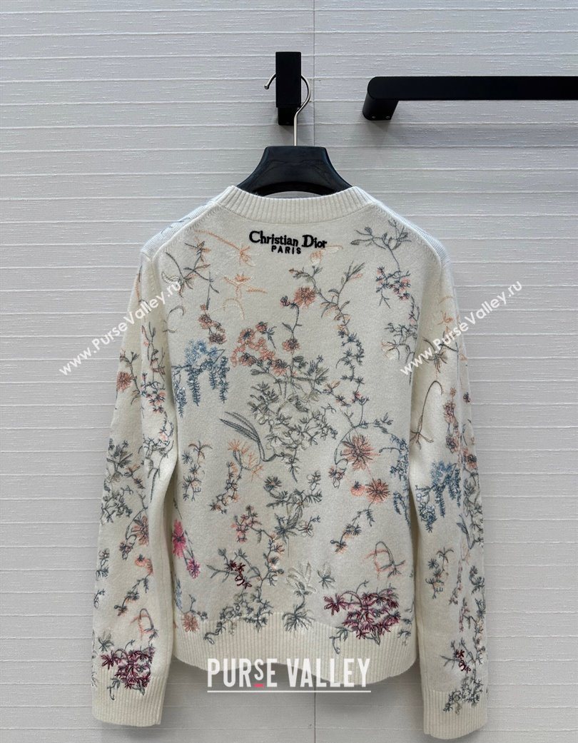 Dior Embroidered Cashmere Sweater White 2025 0704 (QI-250704041)