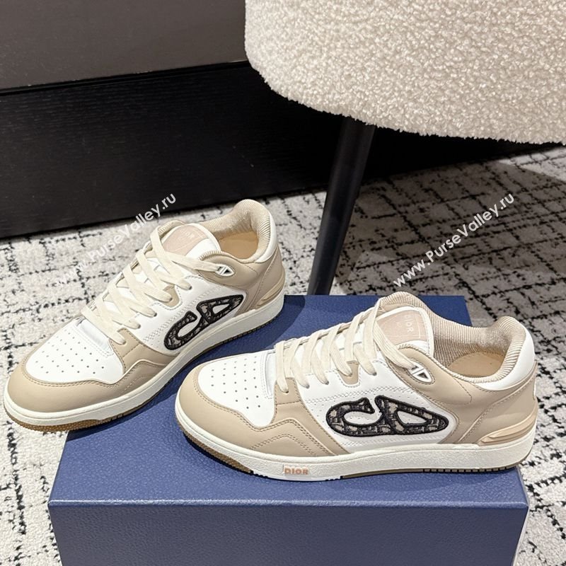 Dior B57 Dribble Low-Top Sneakers in Smooth Calfskin with Beige and Black Dior Oblique Jacquard White/Beige 2025 (KL-250710008)