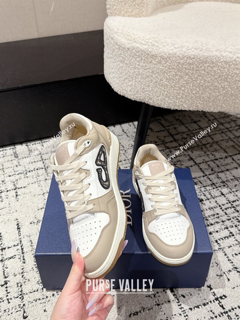 Dior B57 Dribble Low-Top Sneakers in Smooth Calfskin with Beige and Black Dior Oblique Jacquard White/Beige 2025 (KL-250710008)