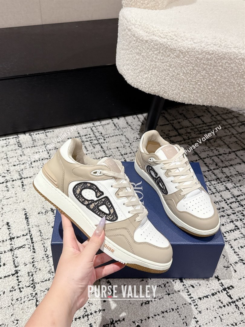 Dior B57 Dribble Low-Top Sneakers in Smooth Calfskin with Beige and Black Dior Oblique Jacquard White/Beige 2025 (KL-250710008)