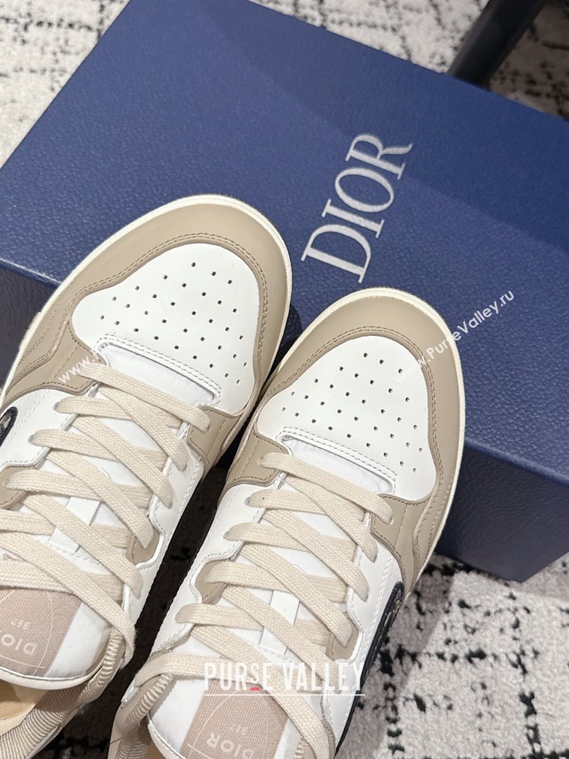 Dior B57 Dribble Low-Top Sneakers in Smooth Calfskin with Beige and Black Dior Oblique Jacquard White/Beige 2025 (KL-250710008)