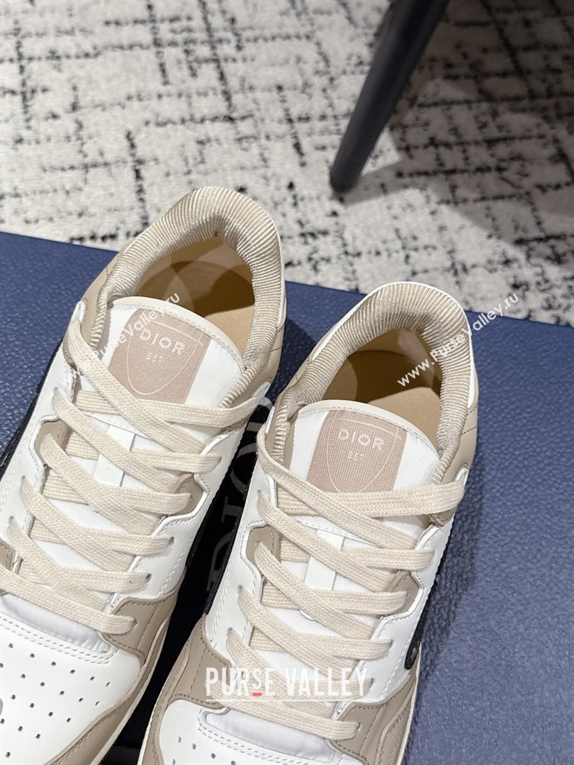 Dior B57 Dribble Low-Top Sneakers in Smooth Calfskin with Beige and Black Dior Oblique Jacquard White/Beige 2025 (KL-250710008)