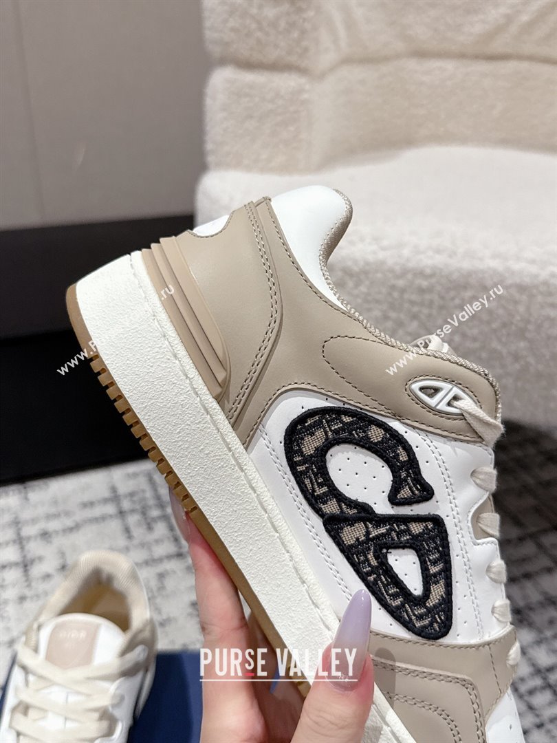 Dior B57 Dribble Low-Top Sneakers in Smooth Calfskin with Beige and Black Dior Oblique Jacquard White/Beige 2025 (KL-250710008)