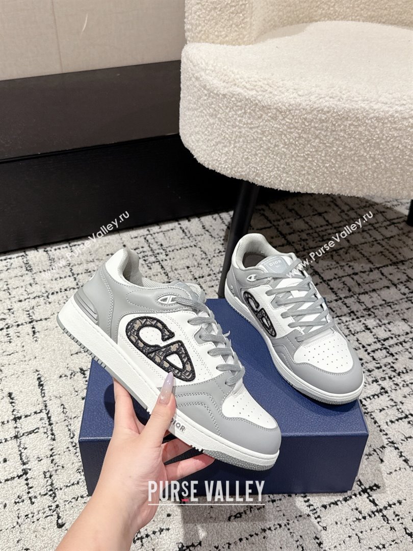 Dior B57 Dribble Low-Top Sneakers in Smooth Calfskin with Beige and Black Dior Oblique Jacquard White/Grey 2025 (KL-250710009)