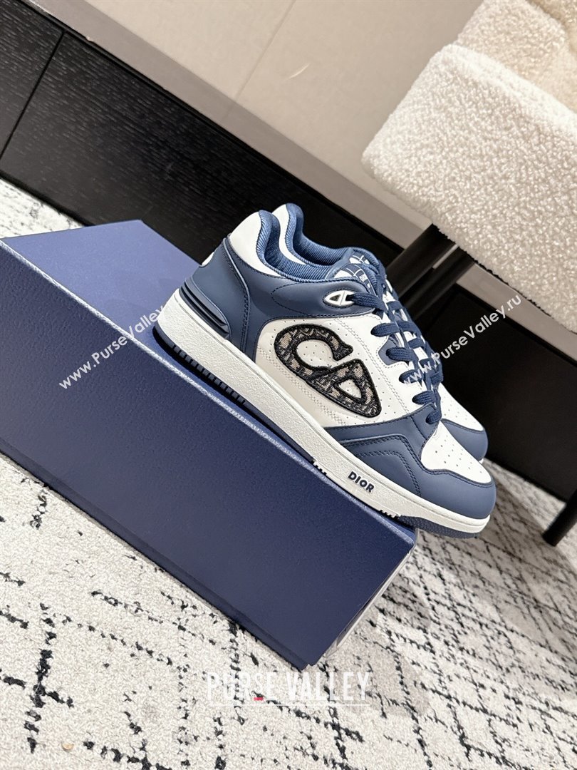 Dior B57 Dribble Low-Top Sneakers in Smooth Calfskin with Beige and Black Dior Oblique Jacquard White/Navy Blue 2025 (KL-2507100