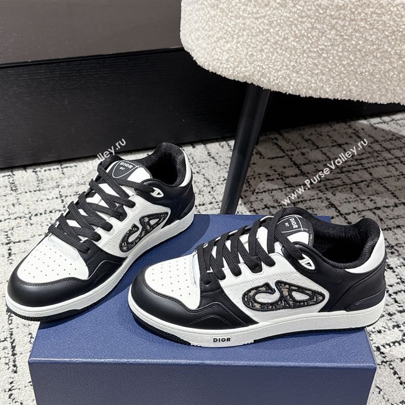 Dior B57 Dribble Low-Top Sneakers in Smooth Calfskin with Beige and Black Dior Oblique Jacquard White/Black 2025 (KL-250710010)