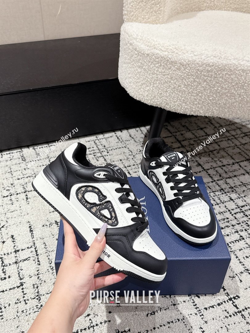 Dior B57 Dribble Low-Top Sneakers in Smooth Calfskin with Beige and Black Dior Oblique Jacquard White/Black 2025 (KL-250710010)