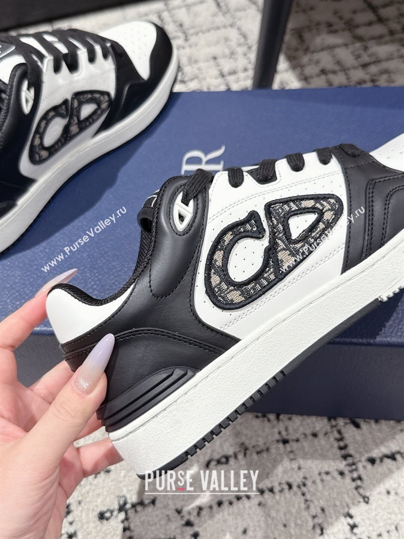 Dior B57 Dribble Low-Top Sneakers in Smooth Calfskin with Beige and Black Dior Oblique Jacquard White/Black 2025 (KL-250710010)