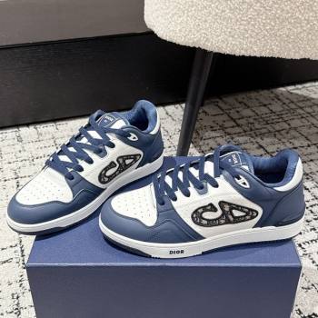 Dior B57 Dribble Low-Top Sneakers in Smooth Calfskin with Beige and Black Dior Oblique Jacquard White/Navy Blue 2025 (KL-2507100