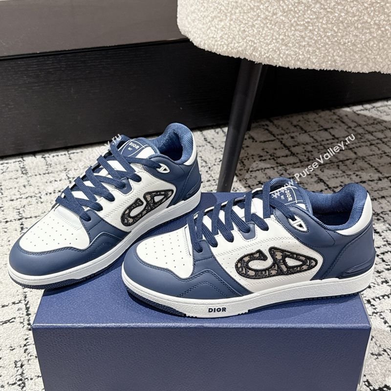 Dior B57 Dribble Low-Top Sneakers in Smooth Calfskin with Beige and Black Dior Oblique Jacquard White/Navy Blue 2025 (KL-2507100