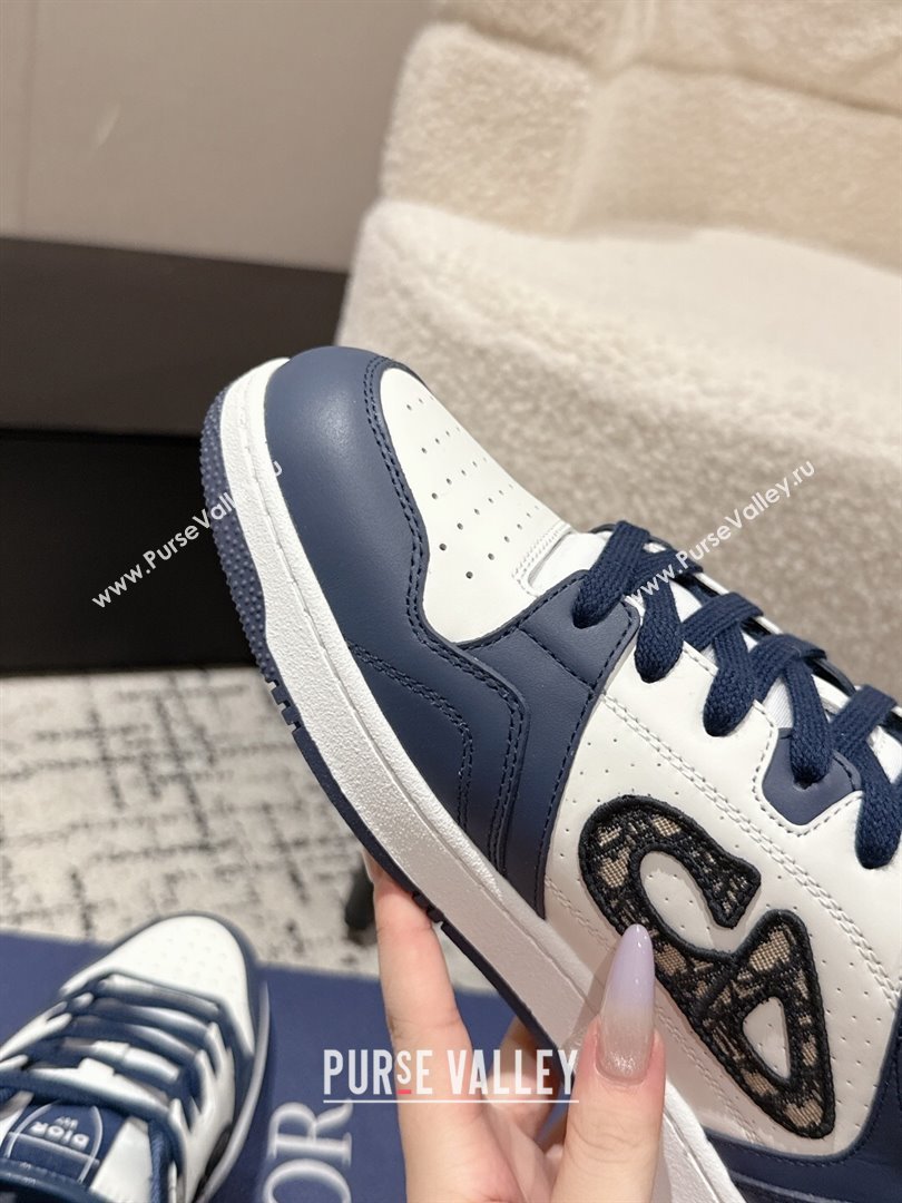 Dior B57 Dribble Low-Top Sneakers in Smooth Calfskin with Beige and Black Dior Oblique Jacquard White/Navy Blue 2025 (KL-2507100
