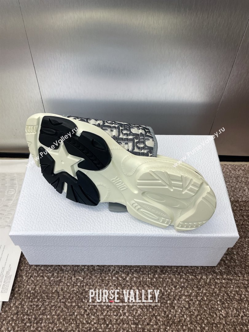 Dior D-Wander Platform Slides Sandal in Oblique Fabric Grey 2025 (JC-250710021)