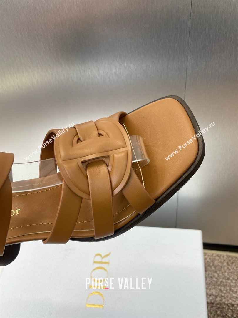 Dior D-Club Heeled Sandals 8cm in Calfskin Leather Brown 2025 (JC-250710028)