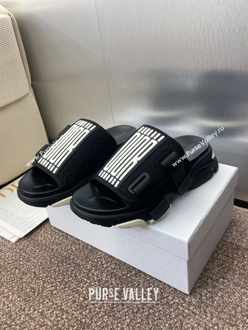 Dior D-Wander Platform Slides Sandal in Mesh Fabric Black 2025 (JC-250710022)