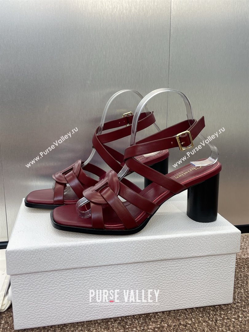 Dior D-Club Heeled Sandals 8cm in Calfskin Leather Ruby Red 2025 (JC-250710030)