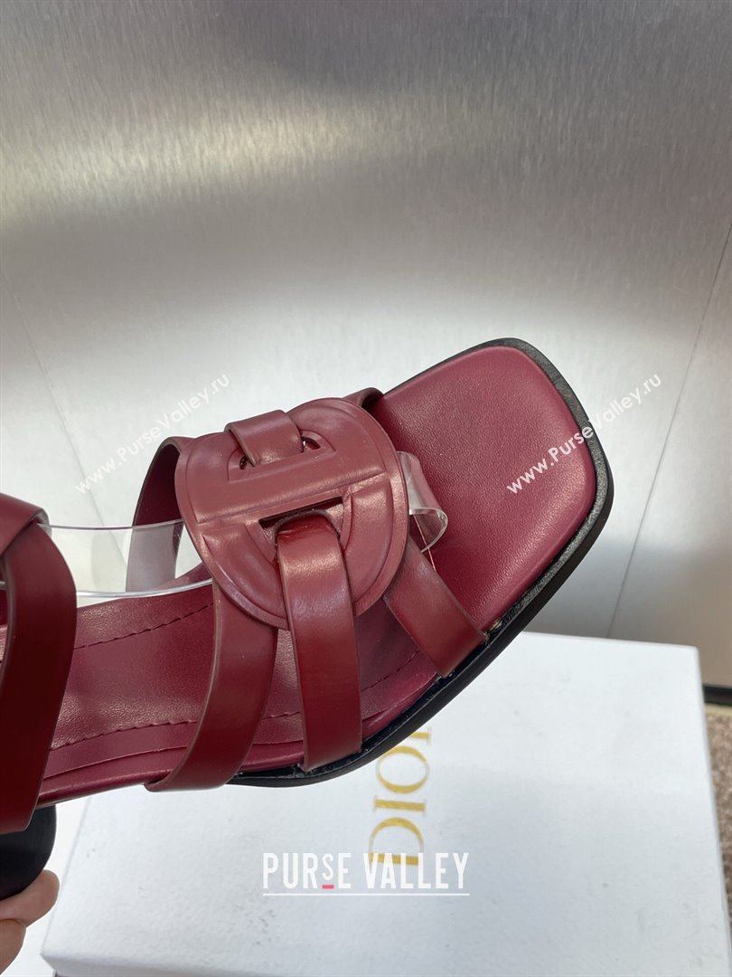Dior D-Club Heeled Sandals 8cm in Calfskin Leather Ruby Red 2025 (JC-250710030)