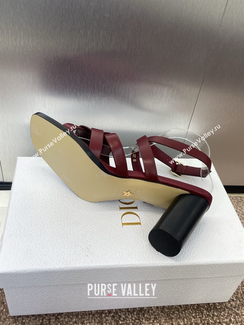 Dior D-Club Heeled Sandals 8cm in Calfskin Leather Ruby Red 2025 (JC-250710030)