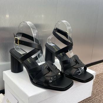 Dior D-Club Heeled Sandals 8cm in Calfskin Leather Black 2025 (JC-250710031)
