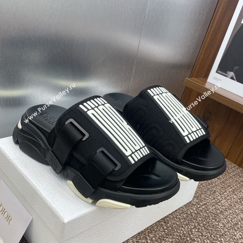 Dior D-Wander Platform Slides Sandal in Mesh Fabric Black 2025 (JC-250710022)