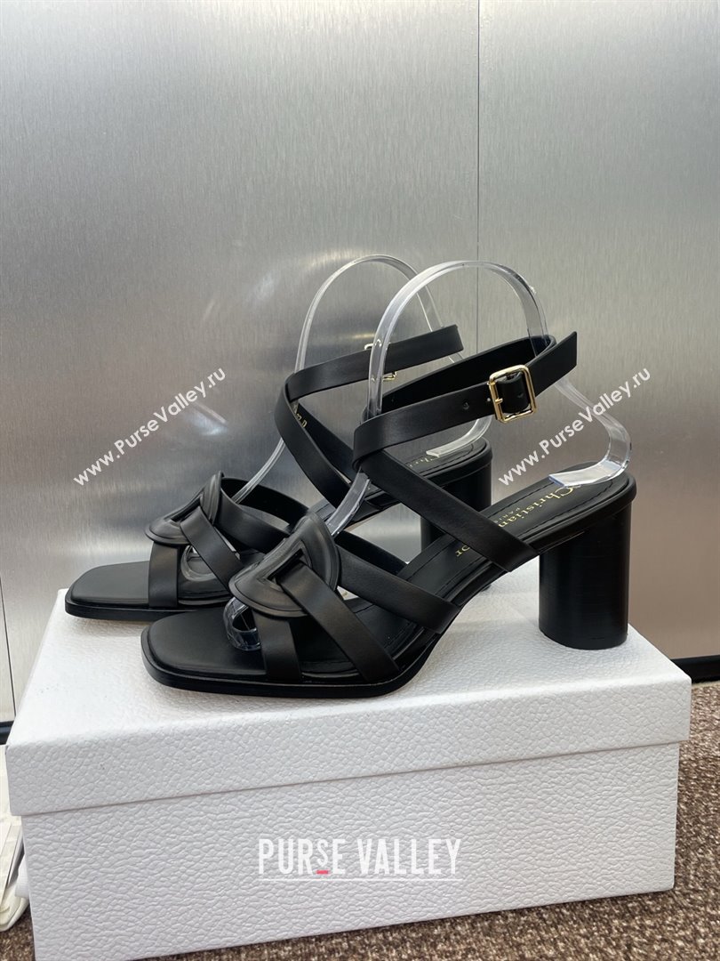 Dior D-Club Heeled Sandals 8cm in Calfskin Leather Black 2025 (JC-250710031)