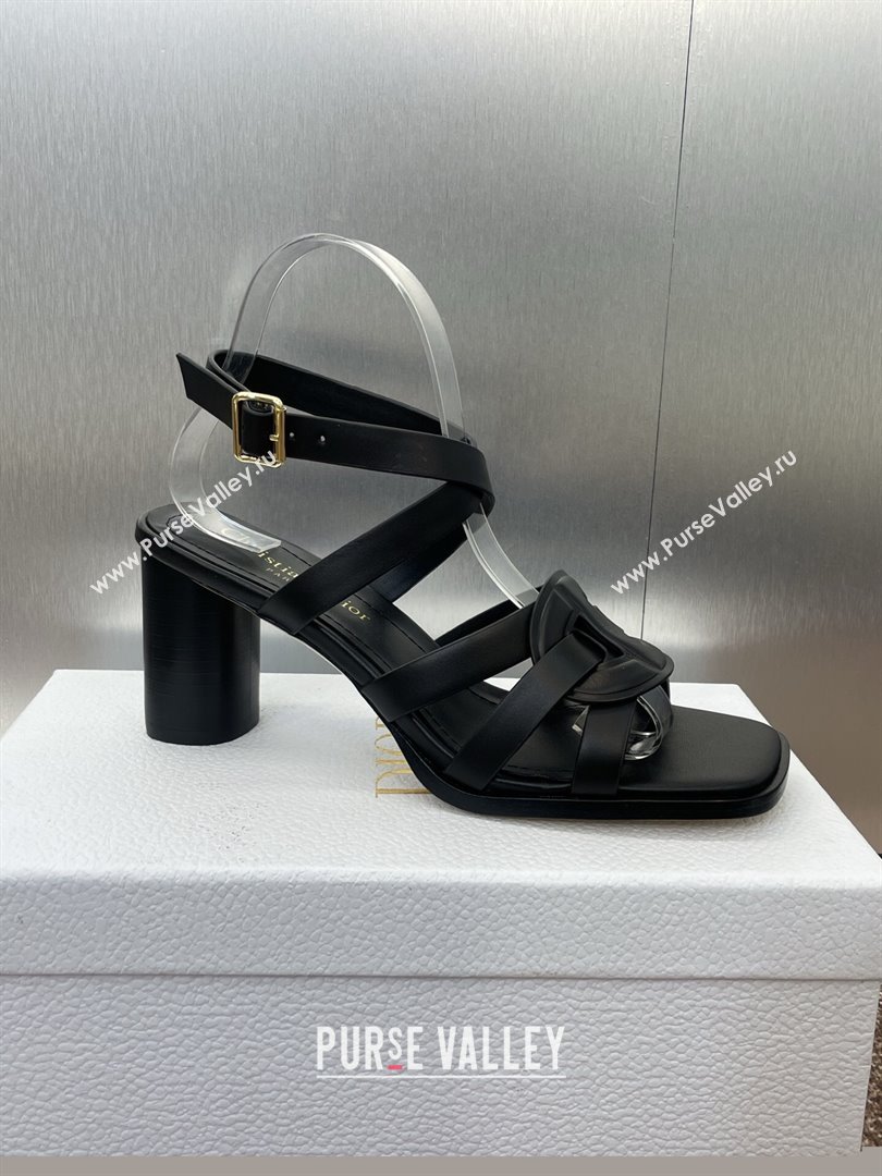 Dior D-Club Heeled Sandals 8cm in Calfskin Leather Black 2025 (JC-250710031)