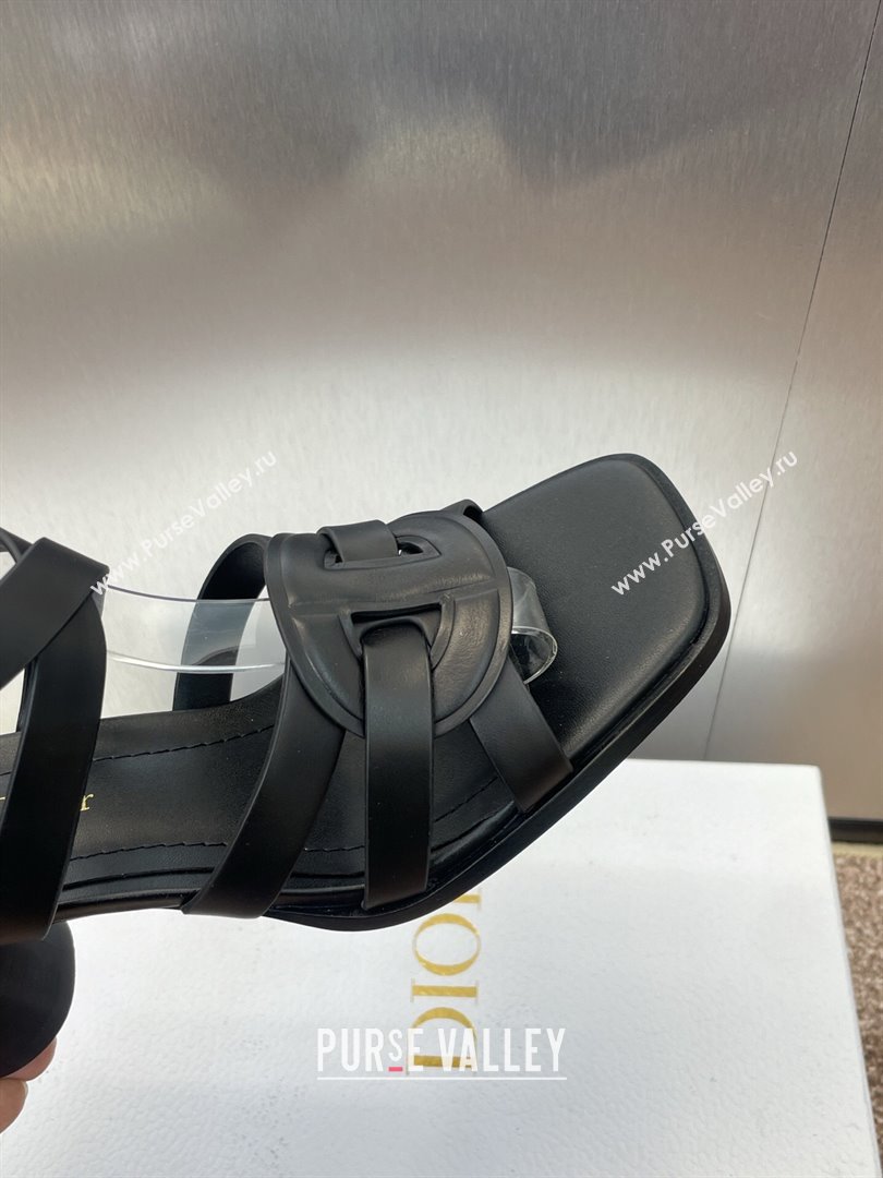 Dior D-Club Heeled Sandals 8cm in Calfskin Leather Black 2025 (JC-250710031)