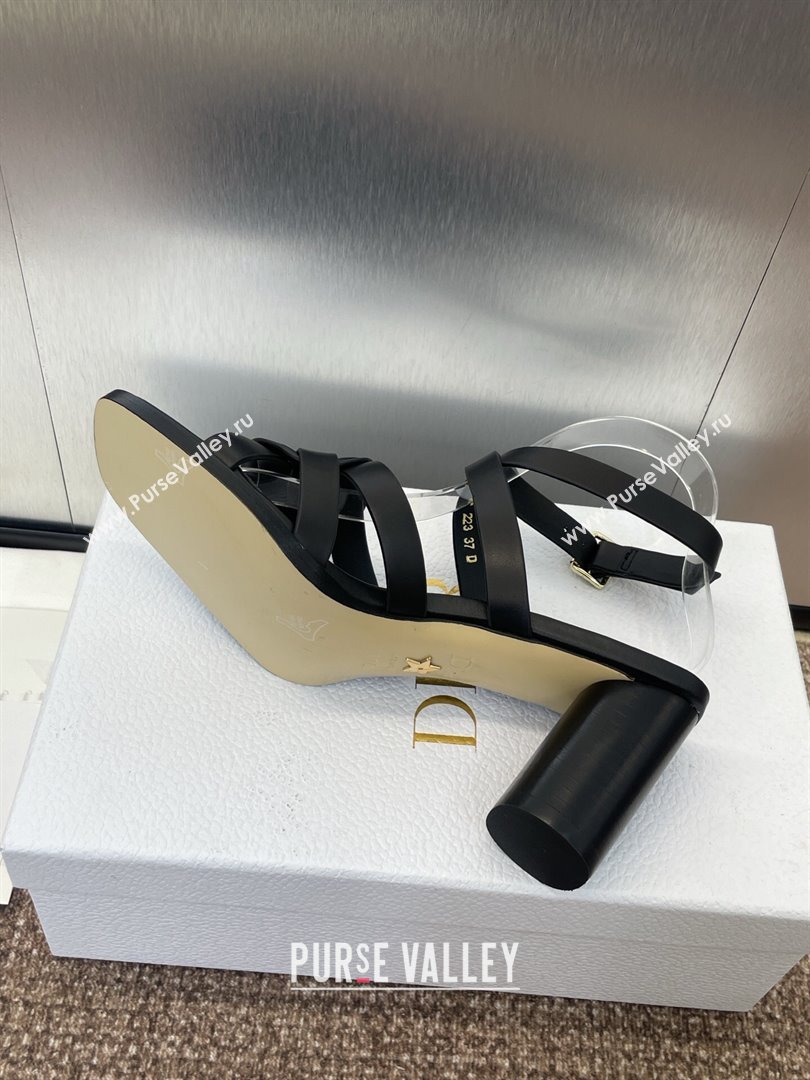 Dior D-Club Heeled Sandals 8cm in Calfskin Leather Black 2025 (JC-250710031)