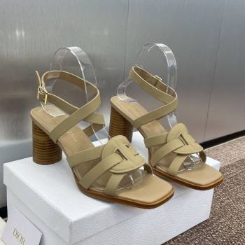 Dior D-Club Heeled Sandals 8cm in Calfskin Leather Beige 2025 (JC-250710032)