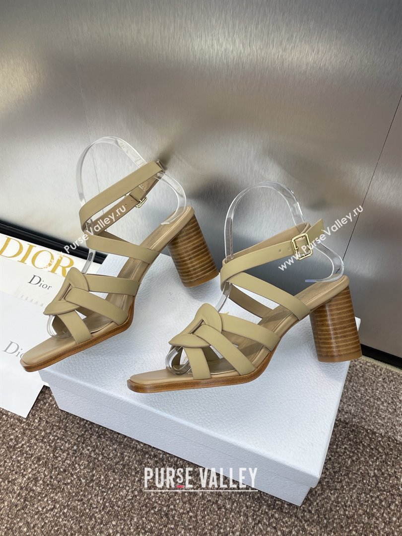 Dior D-Club Heeled Sandals 8cm in Calfskin Leather Beige 2025 (JC-250710032)