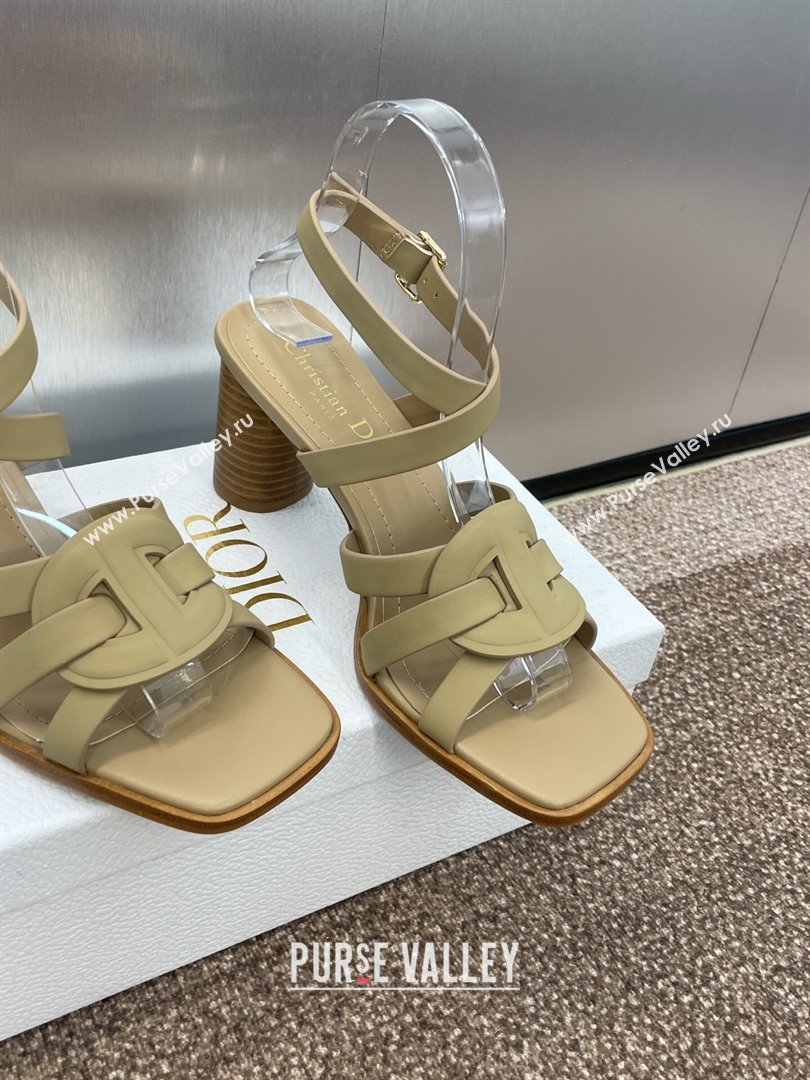 Dior D-Club Heeled Sandals 8cm in Calfskin Leather Beige 2025 (JC-250710032)