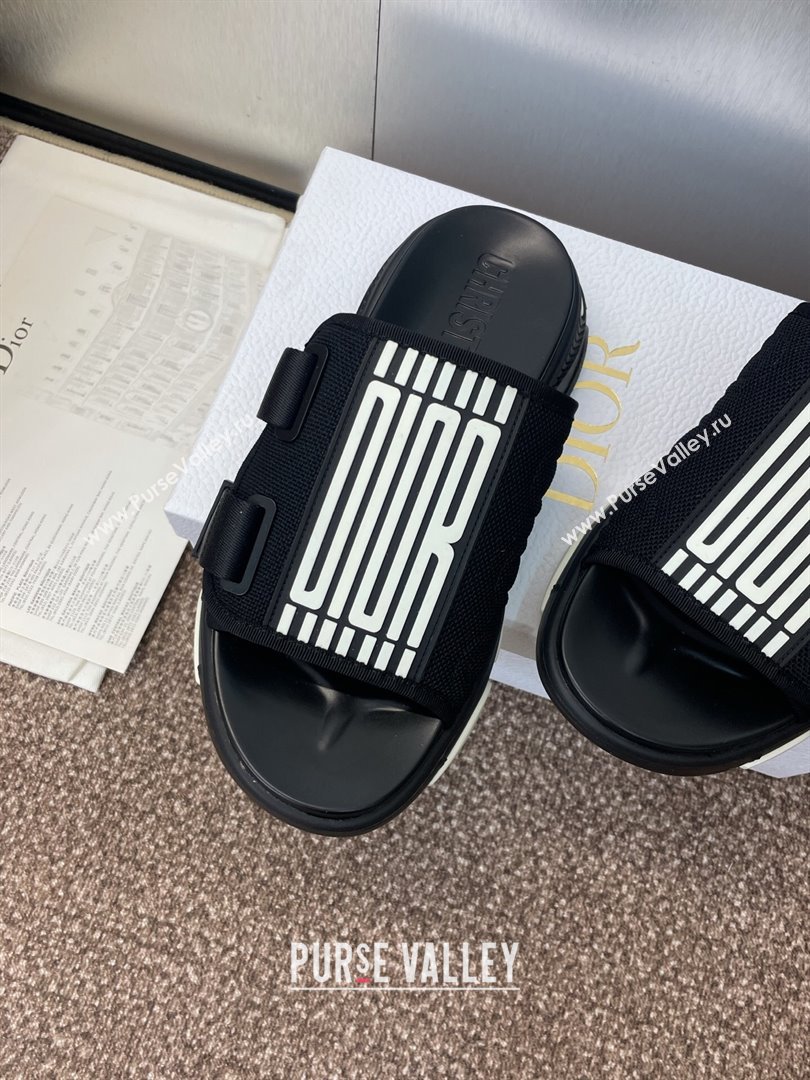 Dior D-Wander Platform Slides Sandal in Mesh Fabric Black 2025 (JC-250710022)