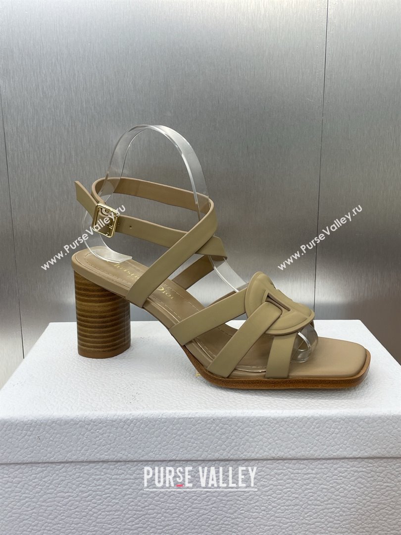 Dior D-Club Heeled Sandals 8cm in Calfskin Leather Beige 2025 (JC-250710032)