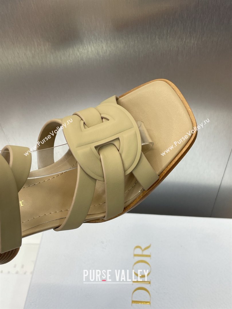 Dior D-Club Heeled Sandals 8cm in Calfskin Leather Beige 2025 (JC-250710032)