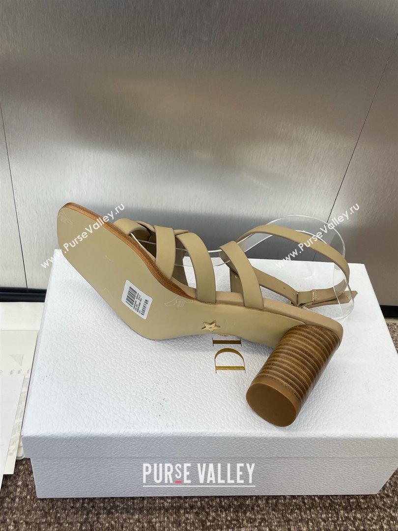 Dior D-Club Heeled Sandals 8cm in Calfskin Leather Beige 2025 (JC-250710032)