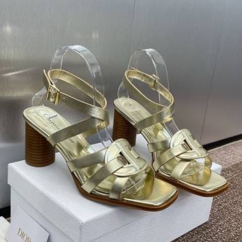 Dior D-Club Heeled Sandals 8cm in Calfskin Leather Gold 2025 (JC-250710033)