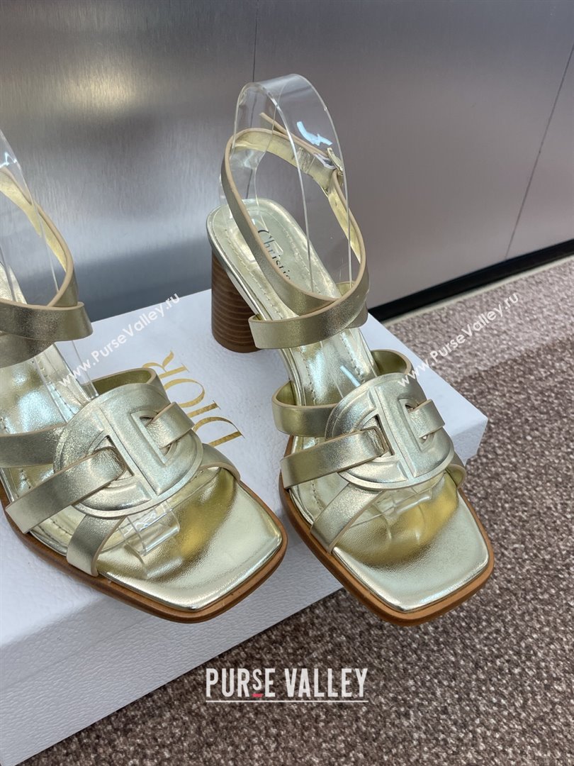 Dior D-Club Heeled Sandals 8cm in Calfskin Leather Gold 2025 (JC-250710033)