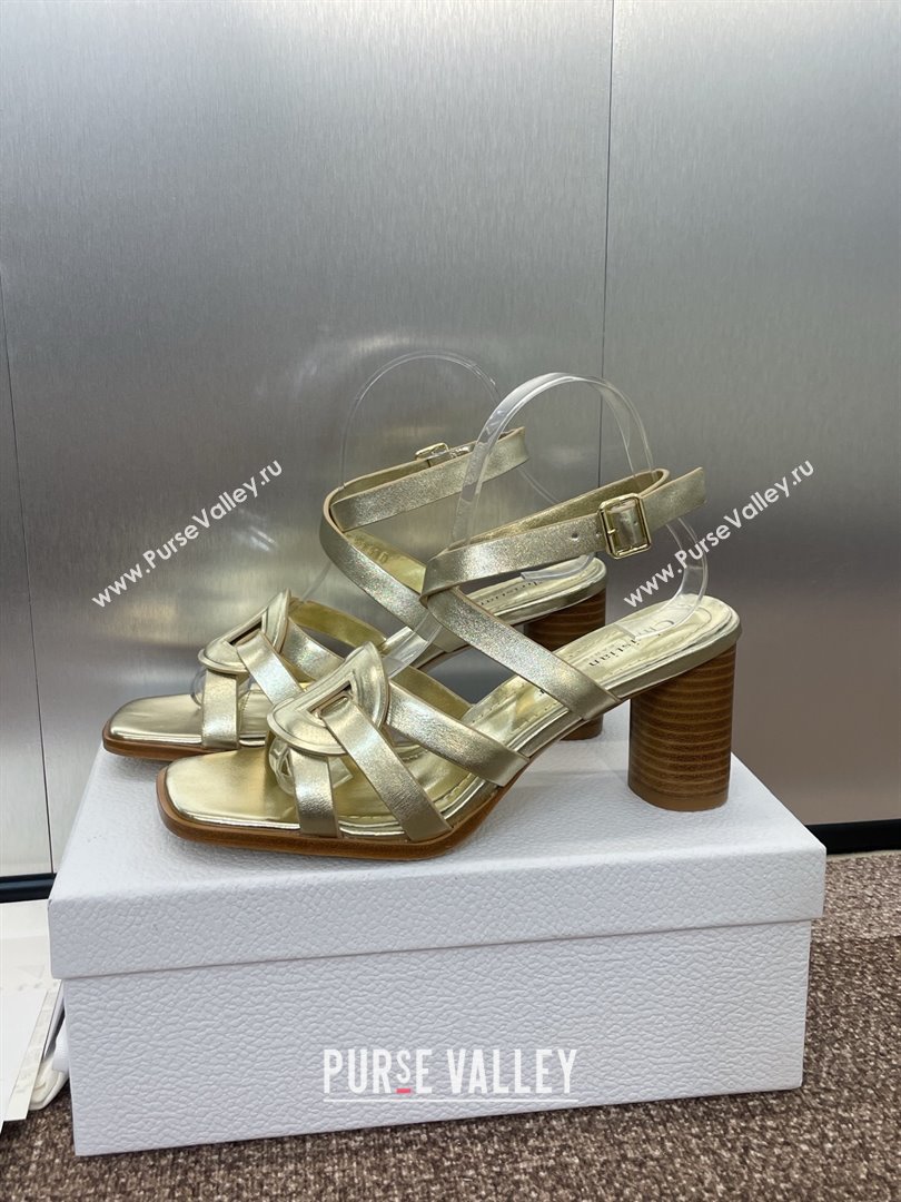 Dior D-Club Heeled Sandals 8cm in Calfskin Leather Gold 2025 (JC-250710033)