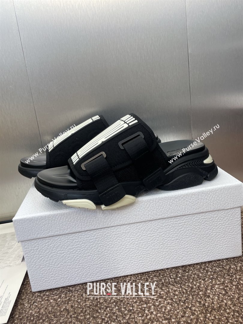 Dior D-Wander Platform Slides Sandal in Mesh Fabric Black 2025 (JC-250710022)