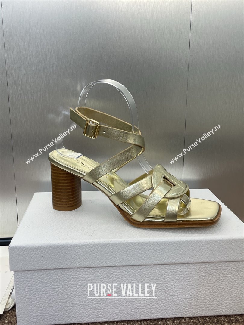 Dior D-Club Heeled Sandals 8cm in Calfskin Leather Gold 2025 (JC-250710033)