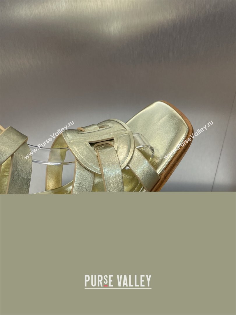 Dior D-Club Heeled Sandals 8cm in Calfskin Leather Gold 2025 (JC-250710033)