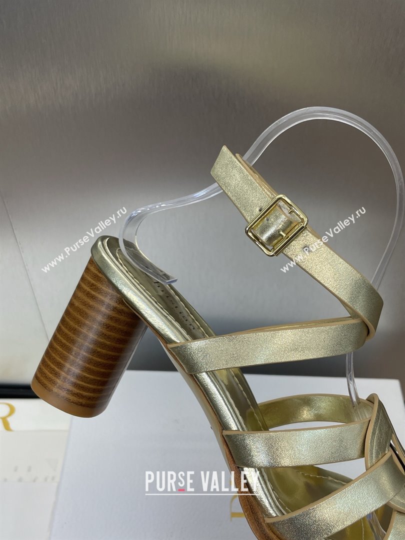 Dior D-Club Heeled Sandals 8cm in Calfskin Leather Gold 2025 (JC-250710033)