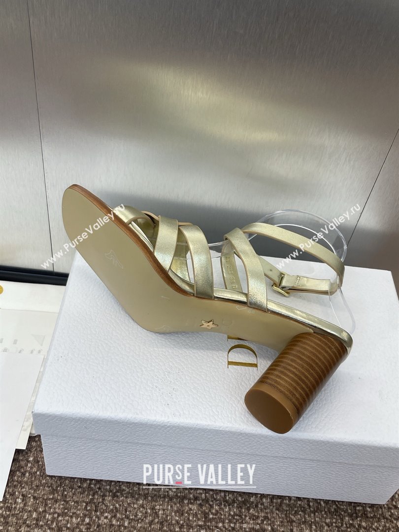 Dior D-Club Heeled Sandals 8cm in Calfskin Leather Gold 2025 (JC-250710033)