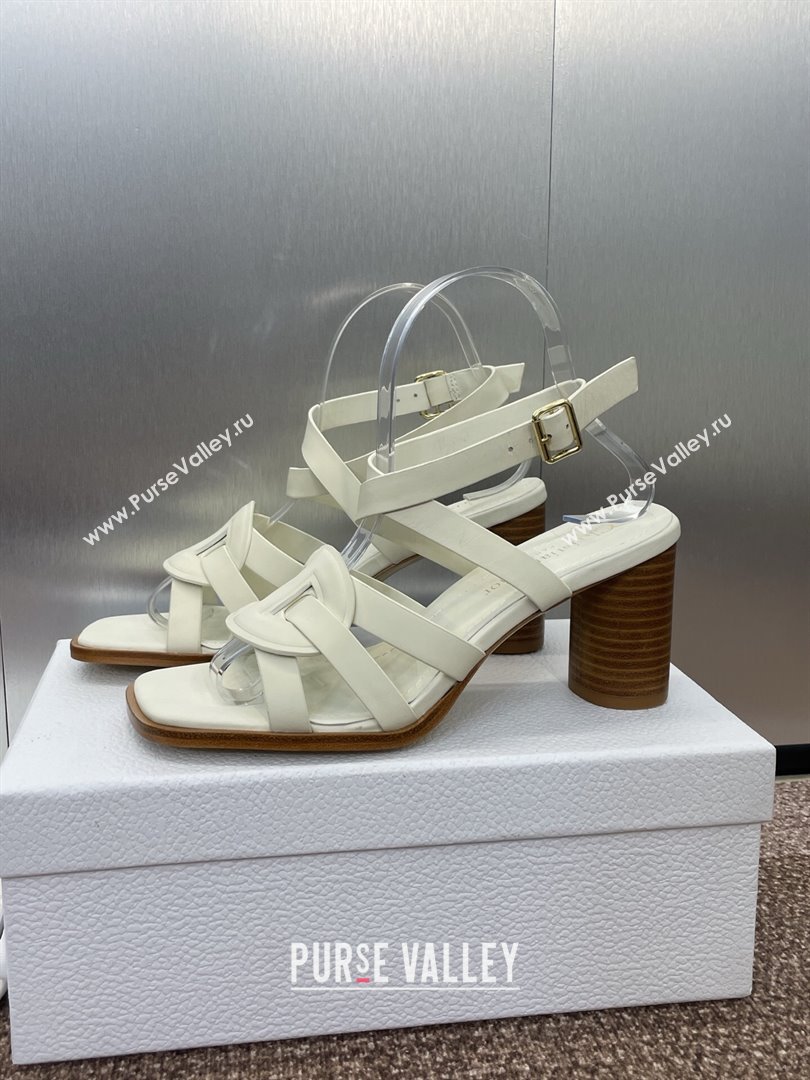 Dior D-Club Heeled Sandals 8cm in Calfskin Leather White 2025 (JC-250710034)
