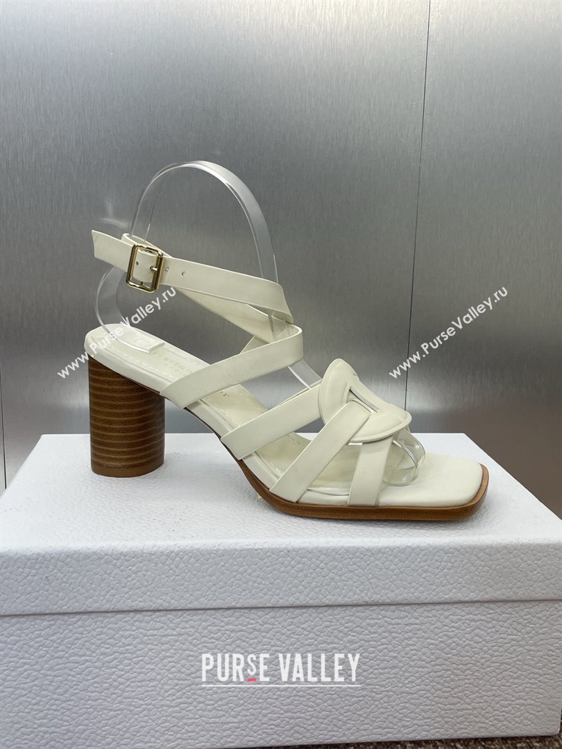 Dior D-Club Heeled Sandals 8cm in Calfskin Leather White 2025 (JC-250710034)