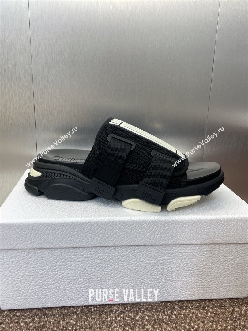 Dior D-Wander Platform Slides Sandal in Mesh Fabric Black 2025 (JC-250710022)