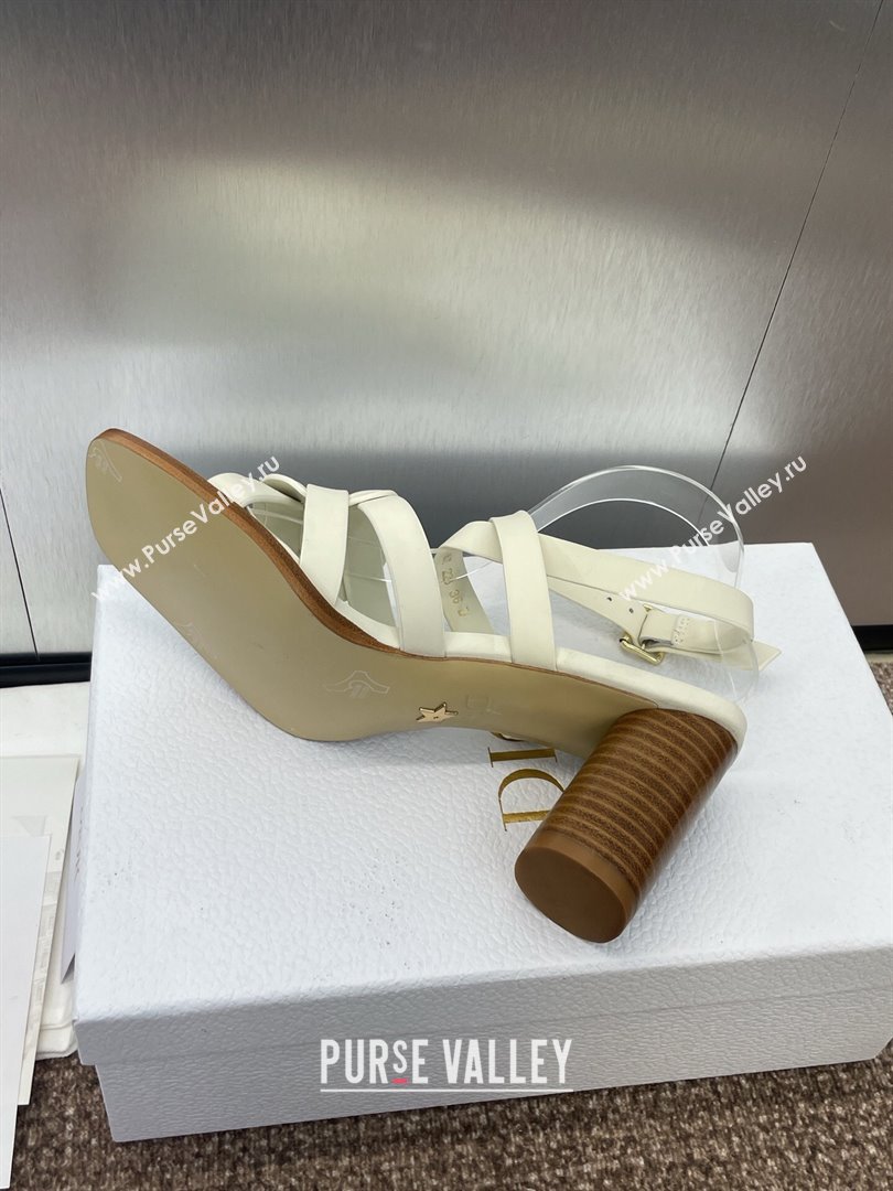 Dior D-Club Heeled Sandals 8cm in Calfskin Leather White 2025 (JC-250710034)