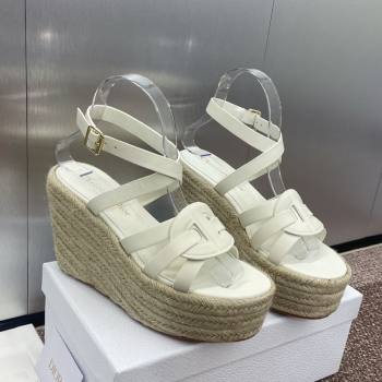 Dior D-Club Wedge Sandals 9.5cm in Calfskin Leather White 2025 (JC-250710035)