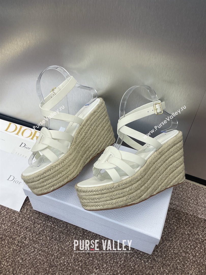 Dior D-Club Wedge Sandals 9.5cm in Calfskin Leather White 2025 (JC-250710035)