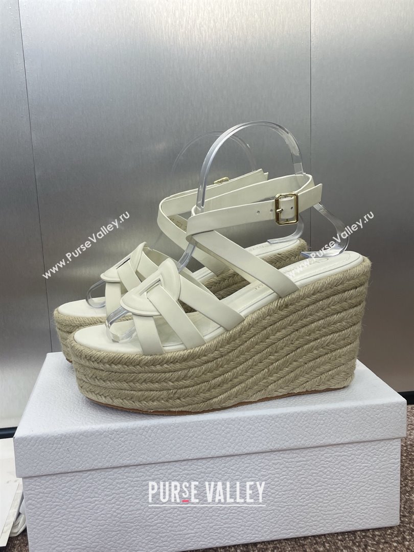 Dior D-Club Wedge Sandals 9.5cm in Calfskin Leather White 2025 (JC-250710035)