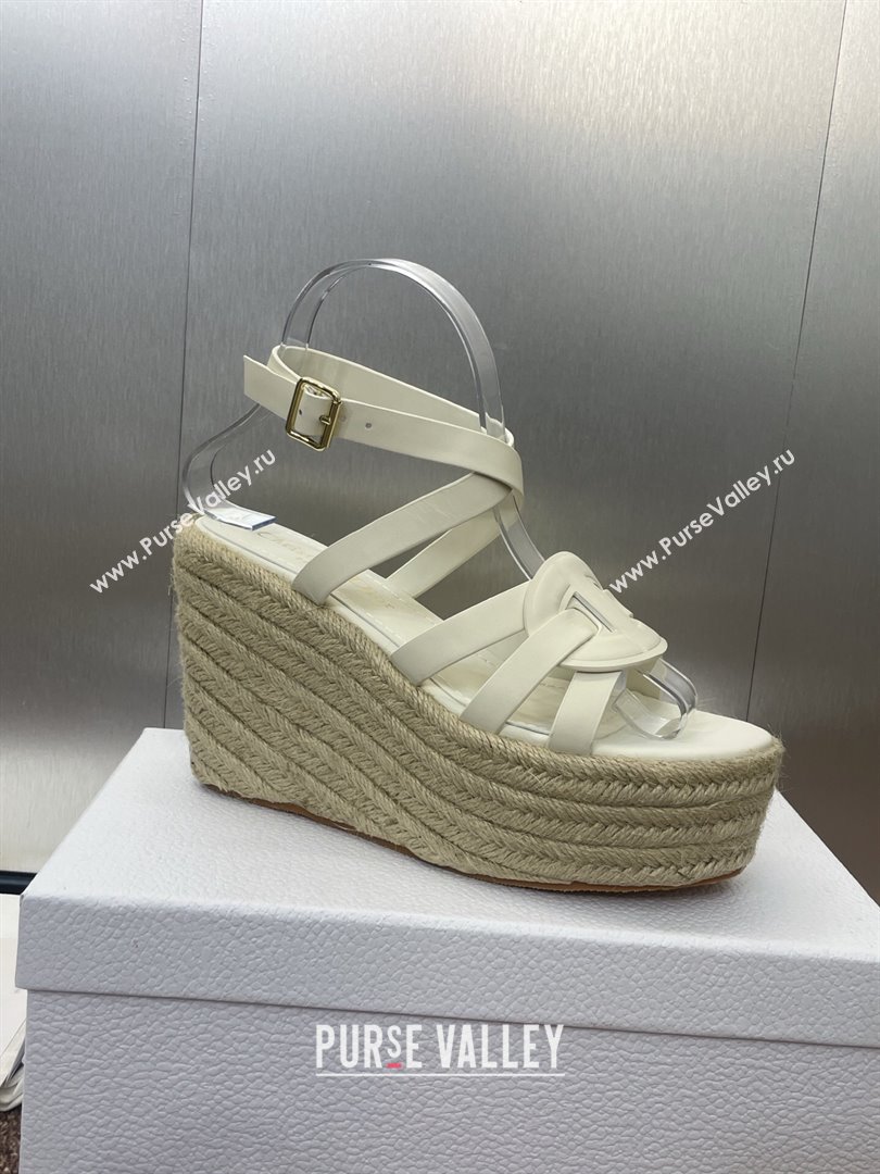Dior D-Club Wedge Sandals 9.5cm in Calfskin Leather White 2025 (JC-250710035)